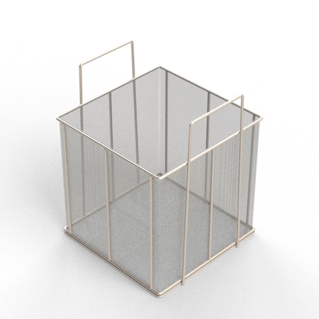 Anysizebasket Rectangular Wire Mesh Basket: 10Lx10Wx10H, 304 SS, 3/16 Rod Frame, Stacking Handles, Mesh: 30 x .012 TMT-100100100-A30S